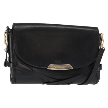 BURBERRY Shoulder Bag Leather Black Gold Auth ka370