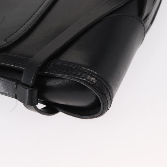 BURBERRY Shoulder Bag Leather Black Gold Auth ka370