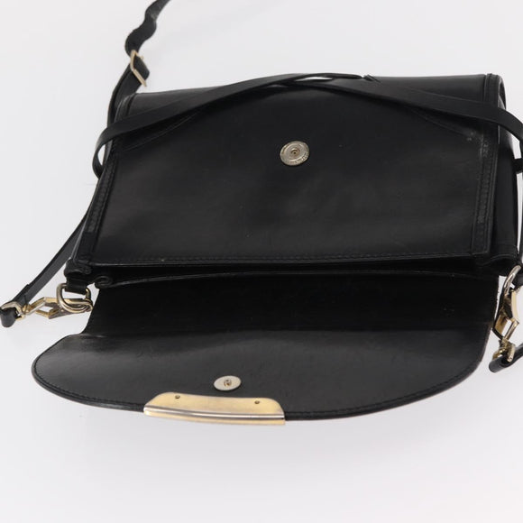 BURBERRY Shoulder Bag Leather Black Gold Auth ka370