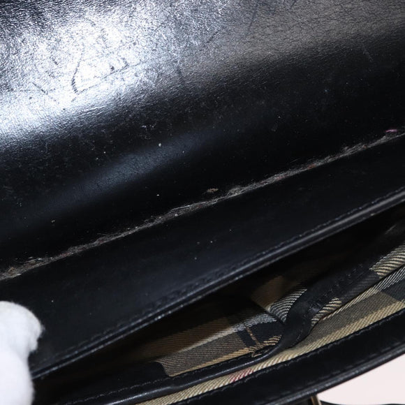 BURBERRY Shoulder Bag Leather Black Gold Auth ka370