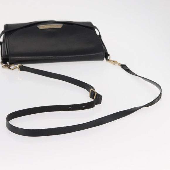 BURBERRY Shoulder Bag Leather Black Gold Auth ka370