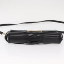 BURBERRY Shoulder Bag Leather Black Gold Auth ka370-9