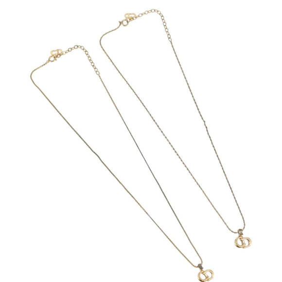 Christian Dior Necklace metal Two set Gold Auth ka3708