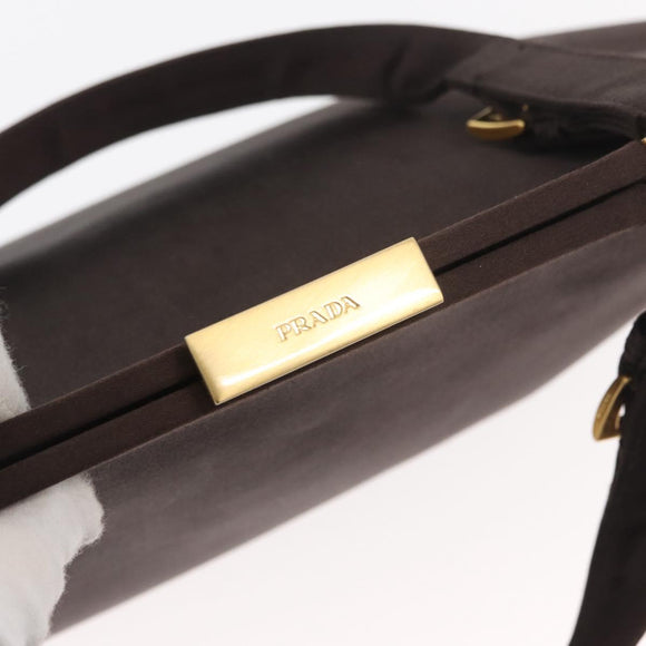 PRADA Tote Bag Satin Brown Gold Auth ka3712