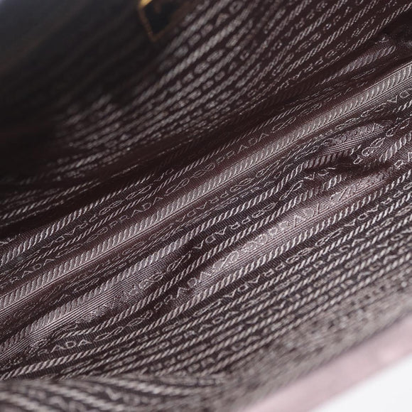 PRADA Tote Bag Satin Brown Gold Auth ka3712