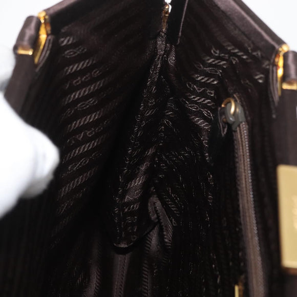 PRADA Tote Bag Satin Brown Gold Auth ka3712