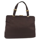 PRADA Tote Bag Satin Brown Gold Auth ka3712-1