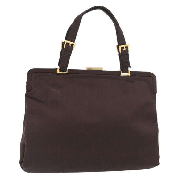 PRADA Tote Bag Satin Brown Gold Auth ka3712