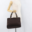 PRADA Tote Bag Satin Brown Gold Auth ka3712-22