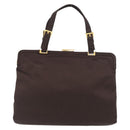 PRADA Tote Bag Satin Brown Gold Auth ka3712-13
