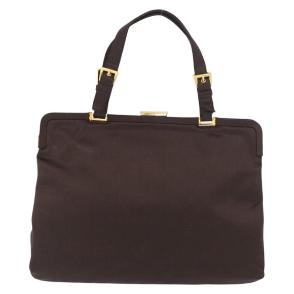 PRADA Tote Bag Satin Brown Gold Auth ka3712