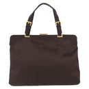 PRADA Tote Bag Satin Brown Gold Auth ka3712-2