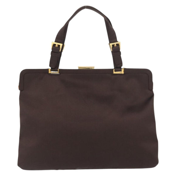 PRADA Tote Bag Satin Brown Gold Auth ka3712