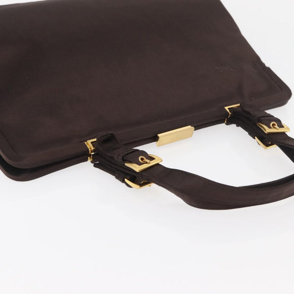 PRADA Tote Bag Satin Brown Gold Auth ka3712