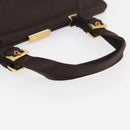 PRADA Tote Bag Satin Brown Gold Auth ka3712-7