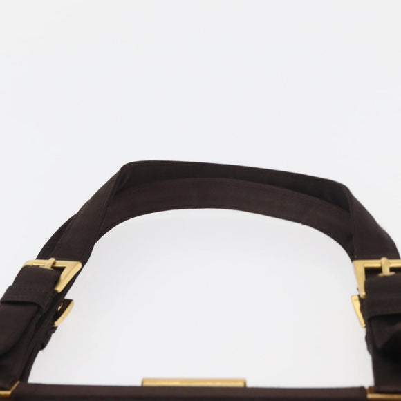 PRADA Tote Bag Satin Brown Gold Auth ka3712