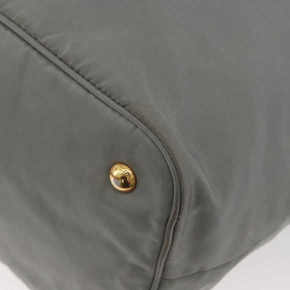 PRADA Tote Bag Nylon Gray Gold Auth ka3714A