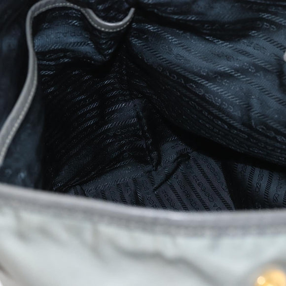 PRADA Tote Bag Nylon Gray Gold Auth ka3714A