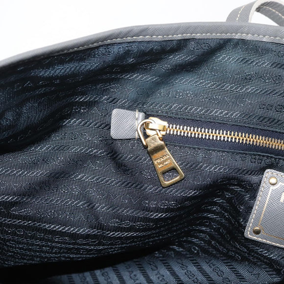 PRADA Tote Bag Nylon Gray Gold Auth ka3714A