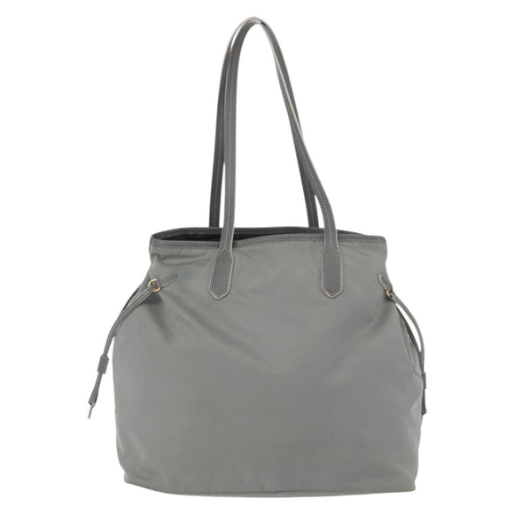 PRADA Tote Bag Nylon Gray Gold Auth ka3714A