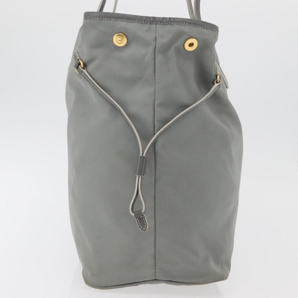 PRADA Tote Bag Nylon Gray Gold Auth ka3714A