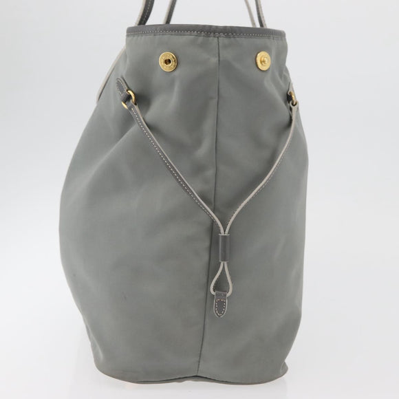 PRADA Tote Bag Nylon Gray Gold Auth ka3714A