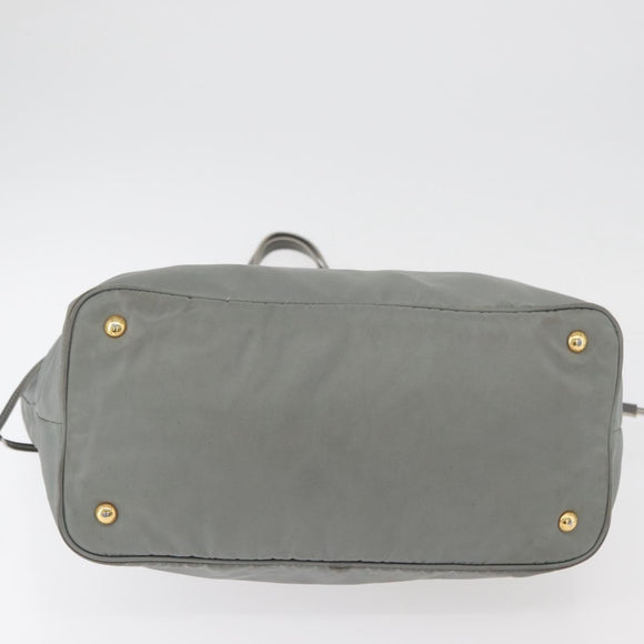 PRADA Tote Bag Nylon Gray Gold Auth ka3714A