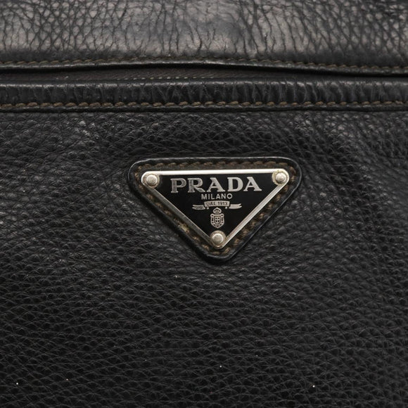 PRADA Shoulder Bag Leather Black Silver Auth ka3716
