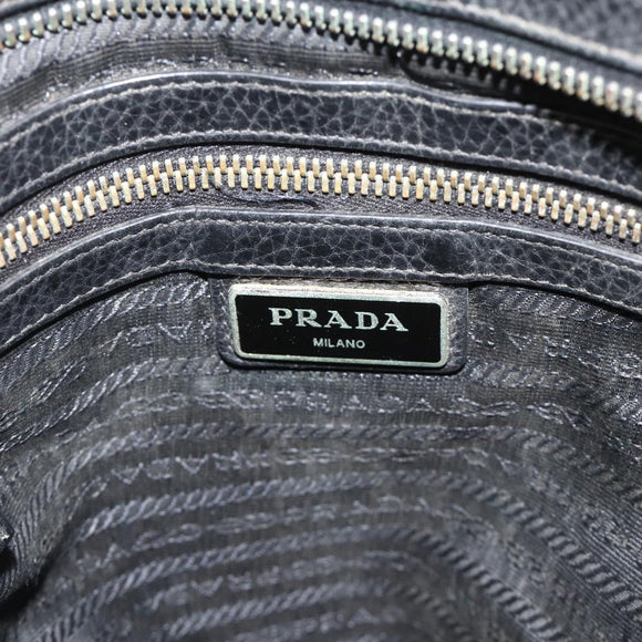 PRADA Shoulder Bag Leather Black Silver Auth ka3716