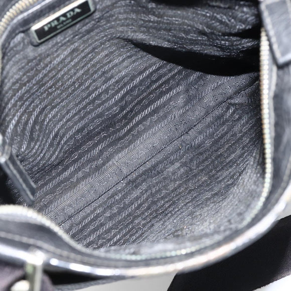 PRADA Shoulder Bag Leather Black Silver Auth ka3716