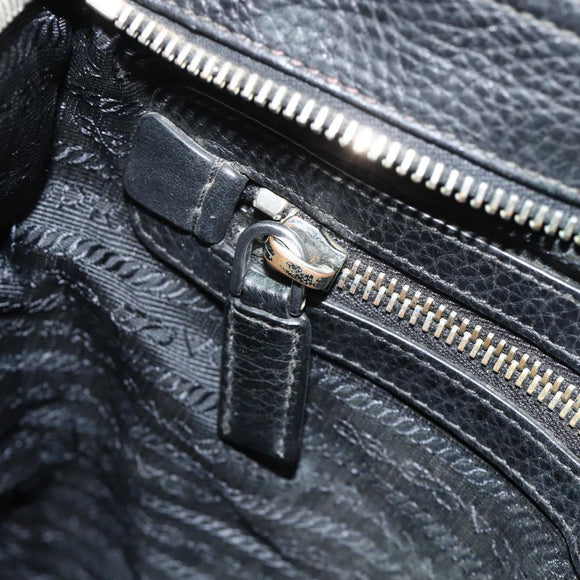 PRADA Shoulder Bag Leather Black Silver Auth ka3716