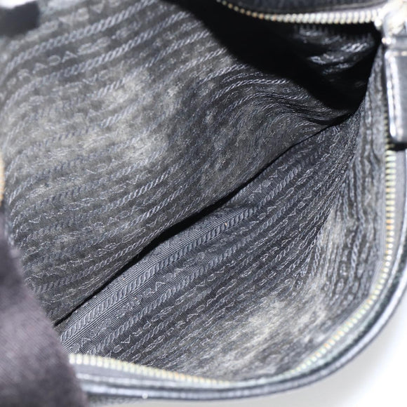 PRADA Shoulder Bag Leather Black Silver Auth ka3716