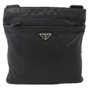 PRADA Shoulder Bag Leather Black Silver Auth ka3716-13