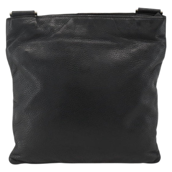 PRADA Shoulder Bag Leather Black Silver Auth ka3716