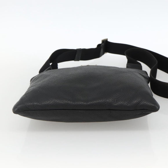 PRADA Shoulder Bag Leather Black Silver Auth ka3716