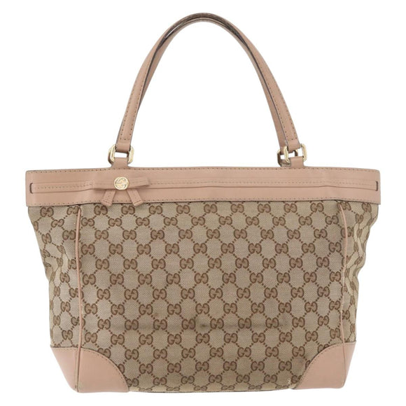 GUCCI GG Canvas Tote Bag Beige Gold 257061 Auth ka3717