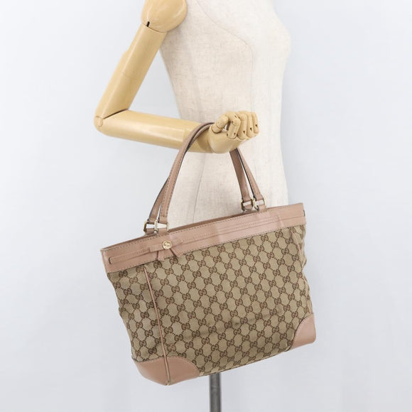 GUCCI GG Canvas Tote Bag Beige Gold 257061 Auth ka3717