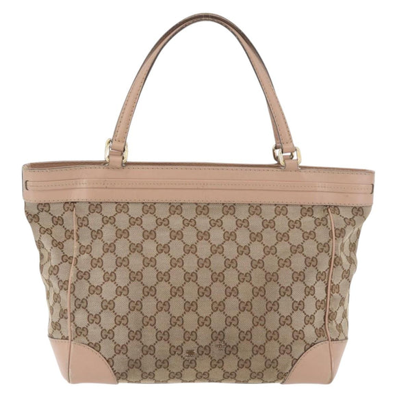 GUCCI GG Canvas Tote Bag Beige Gold 257061 Auth ka3717