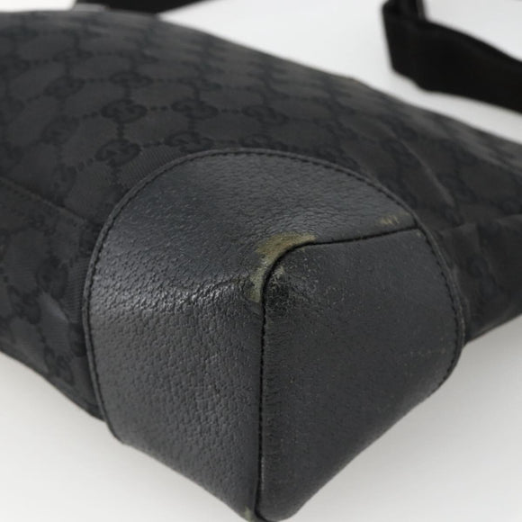 GUCCI GG Canvas Shoulder Bag Black Silver 114273 Auth ka3721