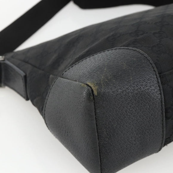 GUCCI GG Canvas Shoulder Bag Black Silver 114273 Auth ka3721