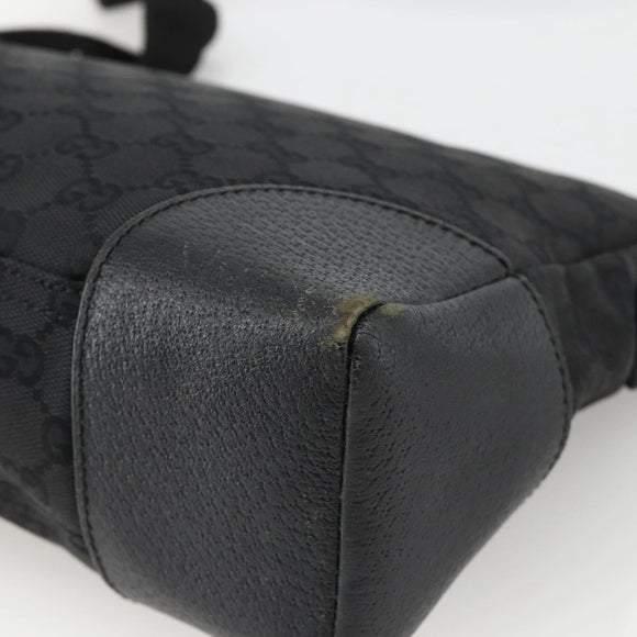 GUCCI GG Canvas Shoulder Bag Black Silver 114273 Auth ka3721