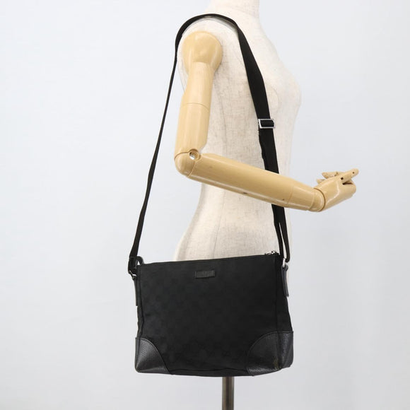 GUCCI GG Canvas Shoulder Bag Black Silver 114273 Auth ka3721