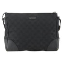 GUCCI GG Canvas Shoulder Bag Black Silver 114273 Auth ka3721-13