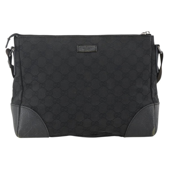 GUCCI GG Canvas Shoulder Bag Black Silver 114273 Auth ka3721