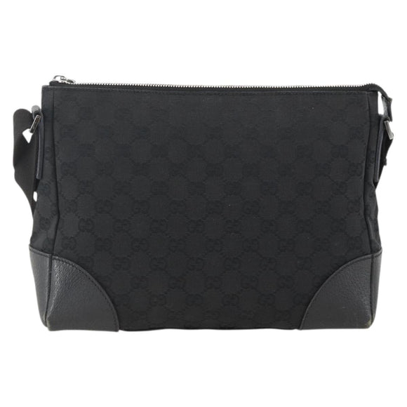 GUCCI GG Canvas Shoulder Bag Black Silver 114273 Auth ka3721