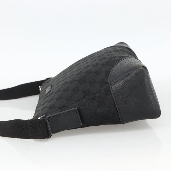GUCCI GG Canvas Shoulder Bag Black Silver 114273 Auth ka3721