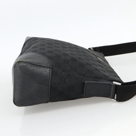 GUCCI GG Canvas Shoulder Bag Black Silver 114273 Auth ka3721