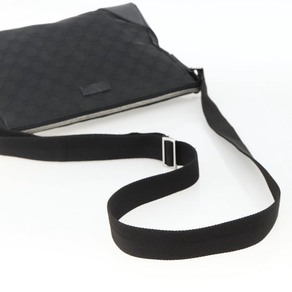 GUCCI GG Canvas Shoulder Bag Black Silver 114273 Auth ka3721