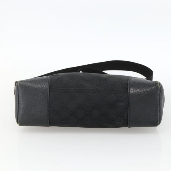 GUCCI GG Canvas Shoulder Bag Black Silver 114273 Auth ka3721