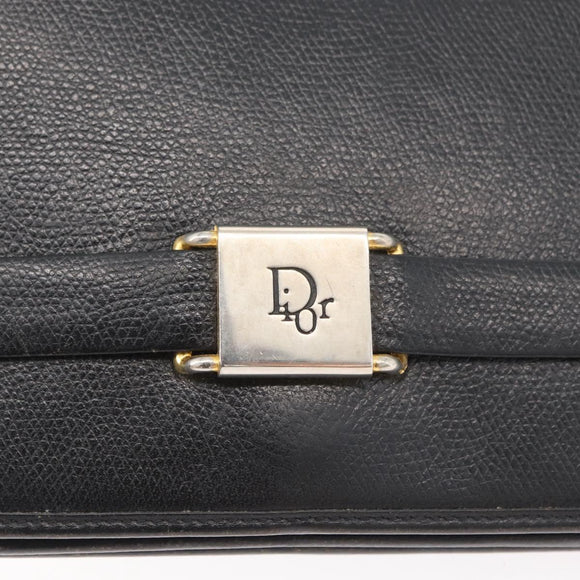 Christian Dior Shoulder Bag Leather Black Gold Auth ka3727